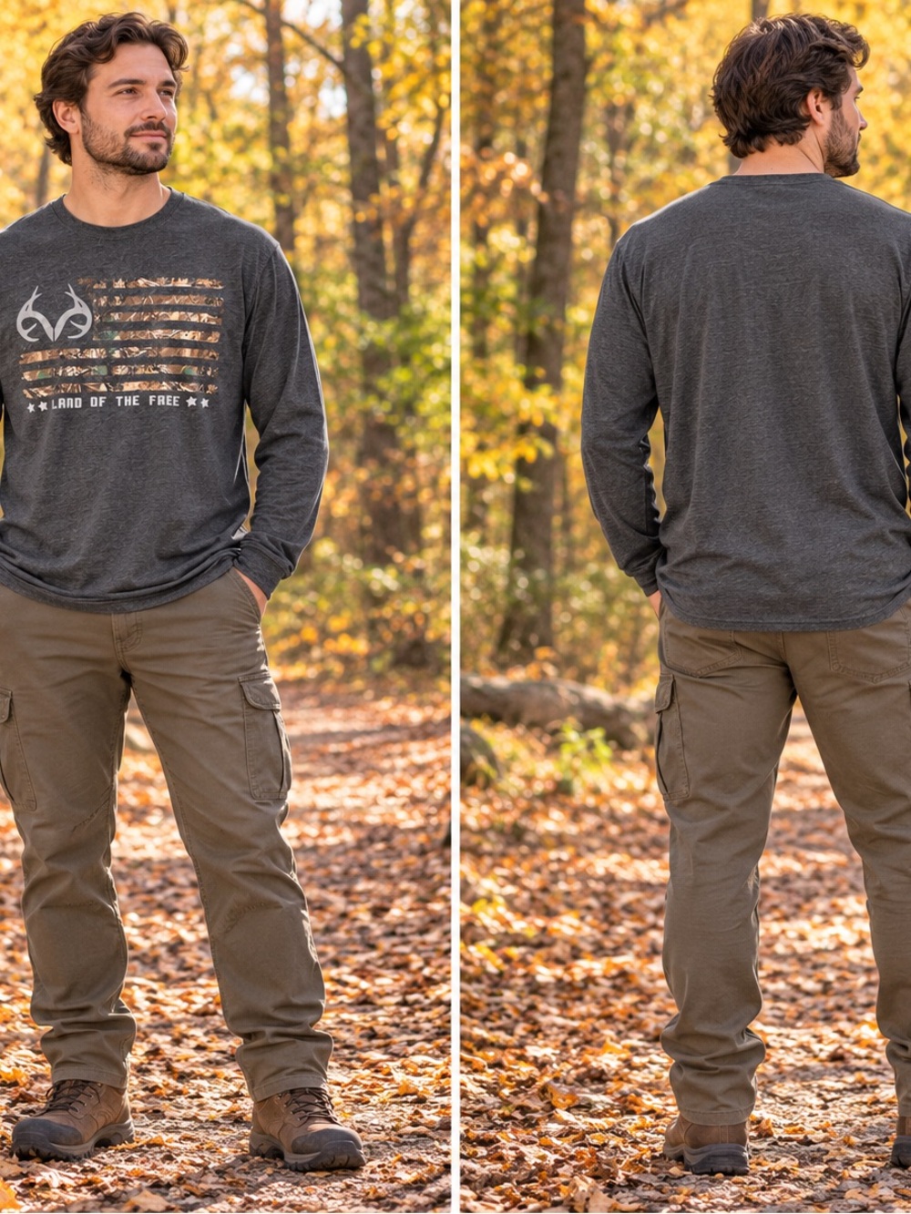 Realtree Men's Charcoal Graphic Long-Sleeve Shirt - Land of the Free